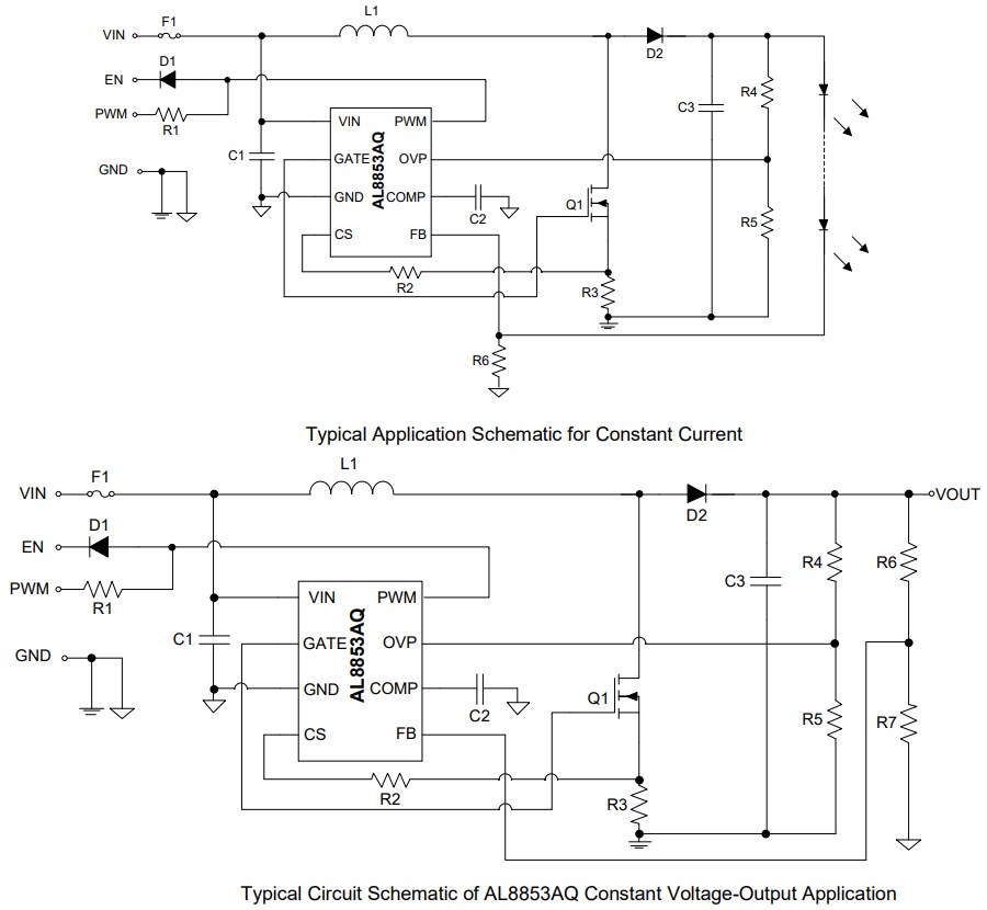 Application Circuit Diagram - Diodes Incorporated AL8853AQ Boost Controller